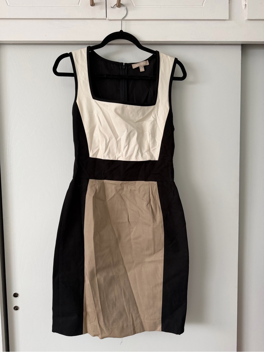 Banana Republic Black, Cream & Tan Colorblock Sheath Dress